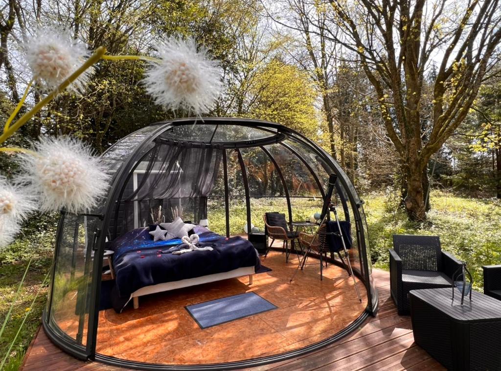 Dome Atmosphere la tete dans les etoiles avec acces piscine nuit insolite Bretagne Saint Evarzec
